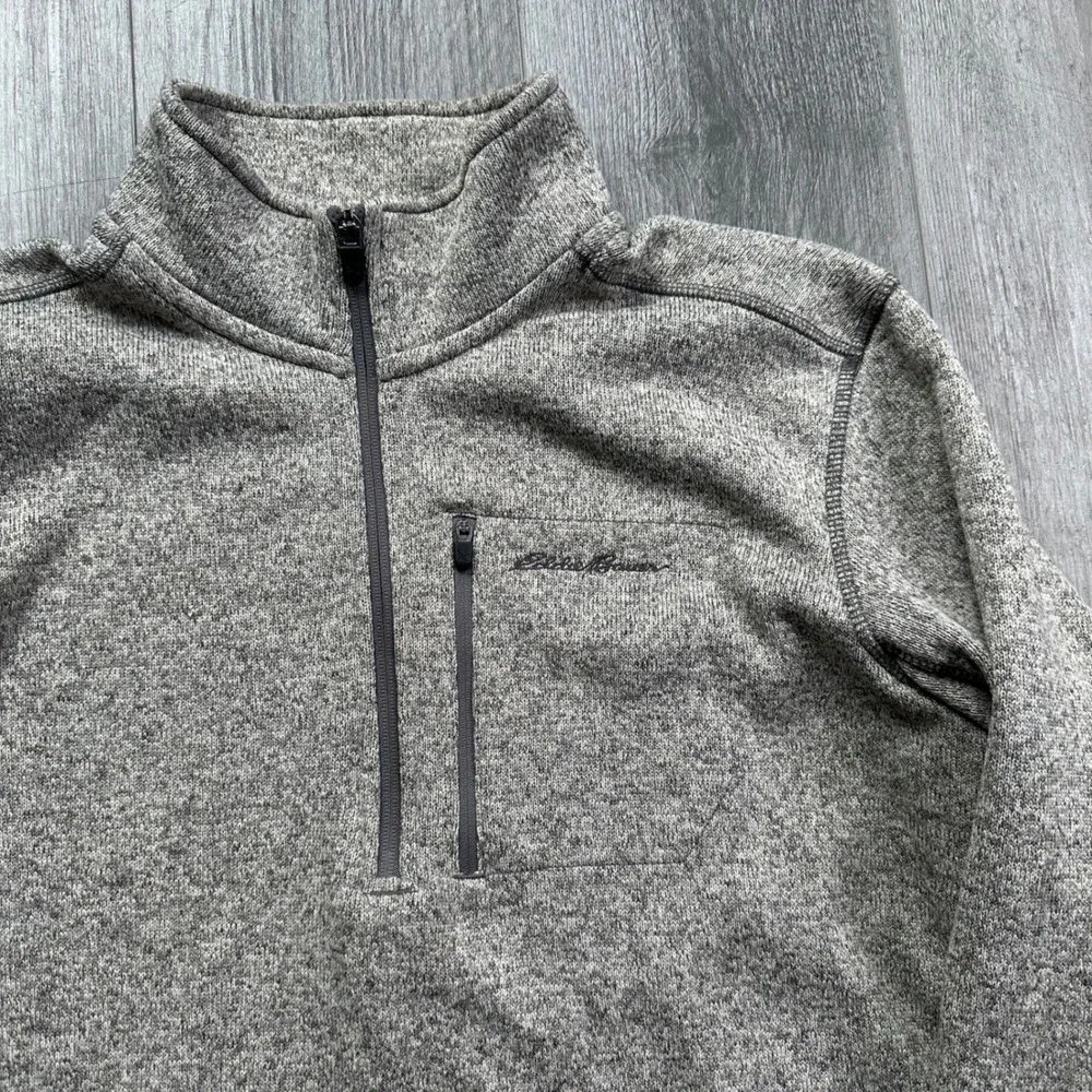 Eddie Bauer Men's XL Gray Heather 1/4 Zip Radiator Fleece Pullover Soft Warm